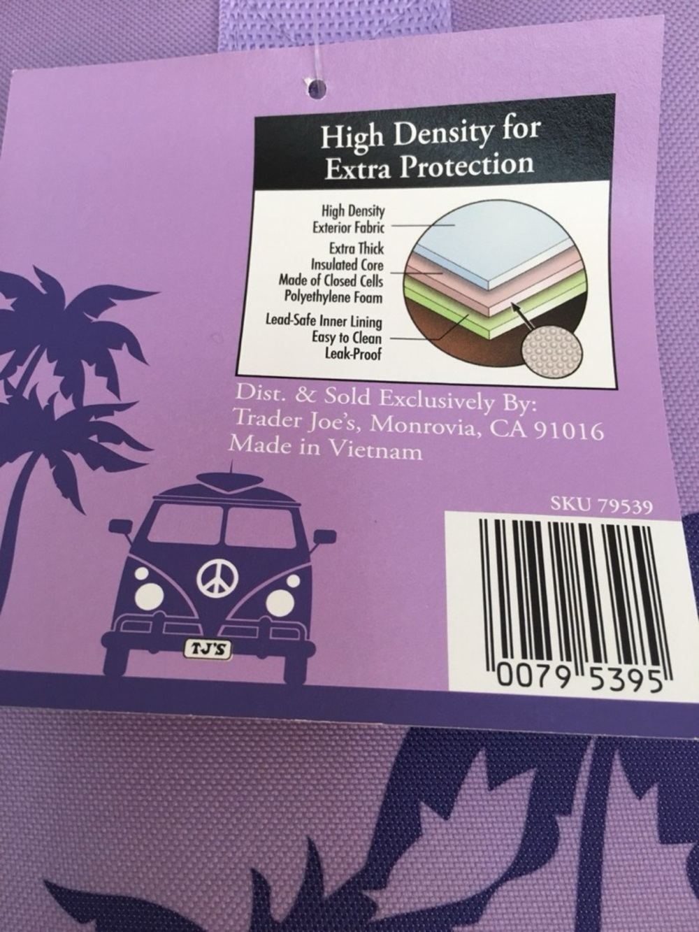 Large Purple/Lavender Trader Joe Reusable Insulated Bag - Picture 4 of 4